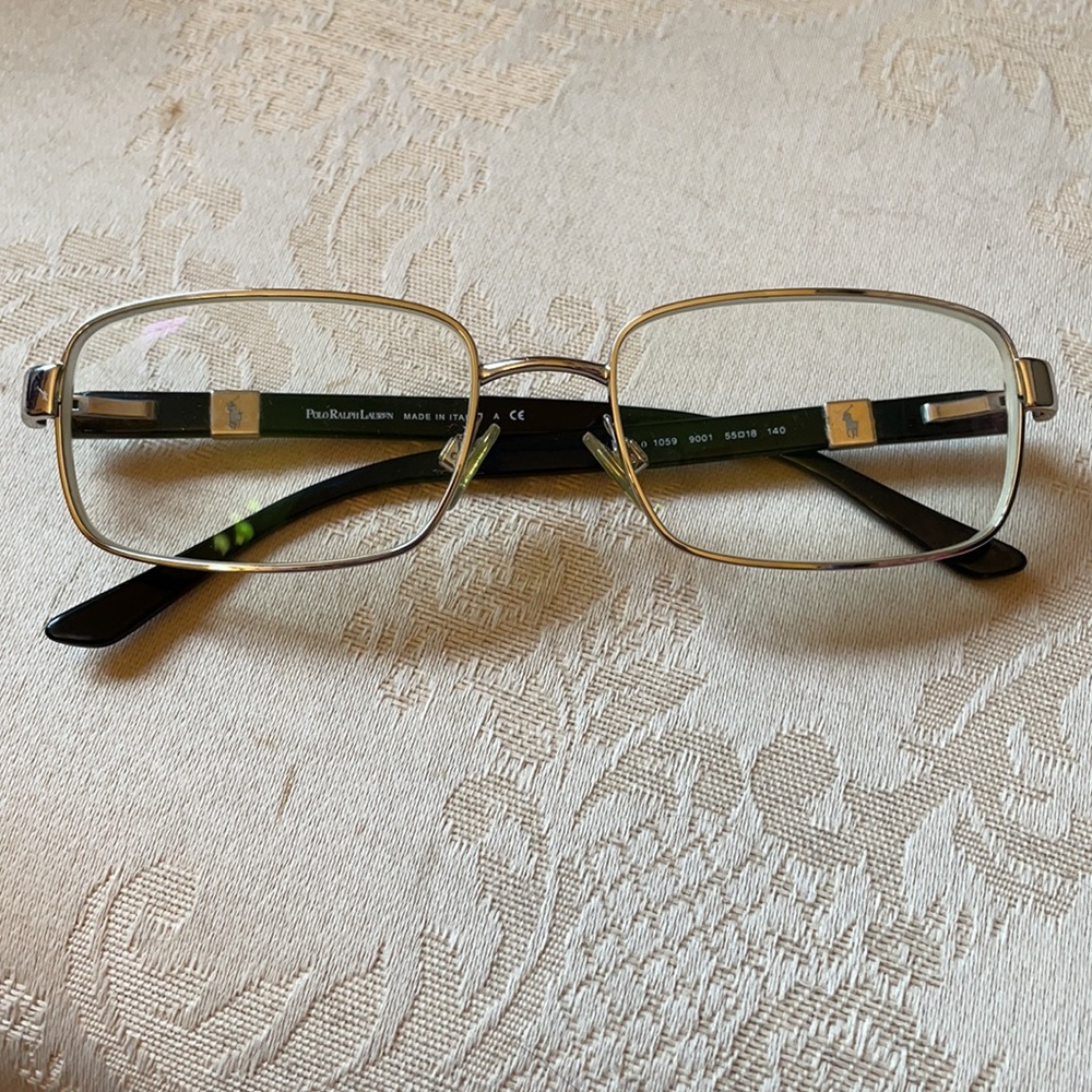 Polo Ralph Lauren silver and black wireframe prescription glasses in EUC